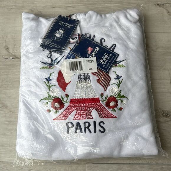 Polo By Ralph Lauren Unisex WhtTeam USA 24 Olympics Villagewear Eiffel Tower NWT - Picture 3 of 4